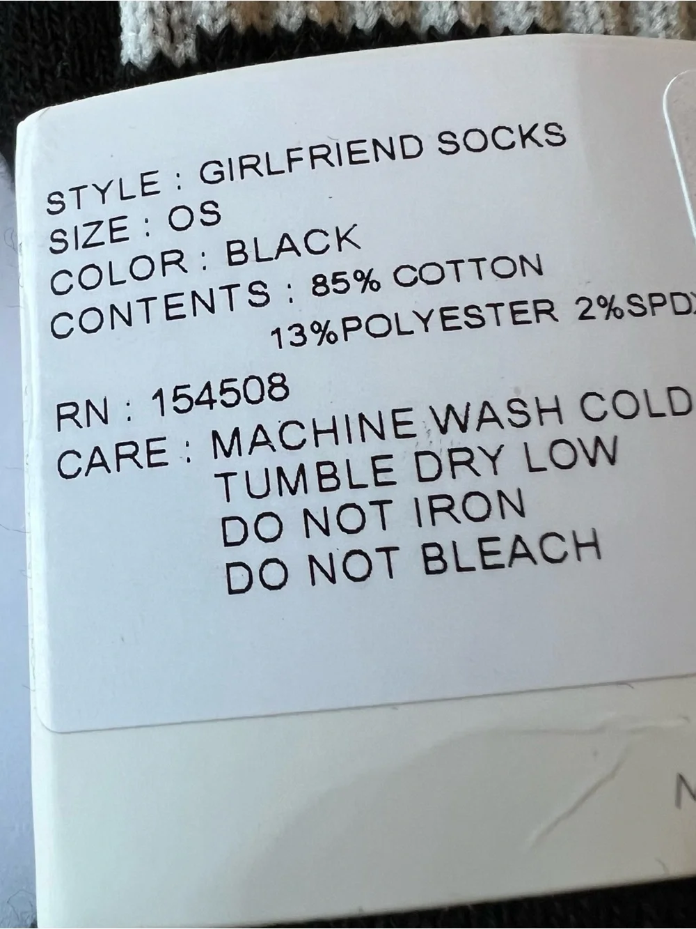 LE BON SHOPPE GIRLFRIEND SOCKS IN BLACK WITH WHITE STRIPES OS NWT